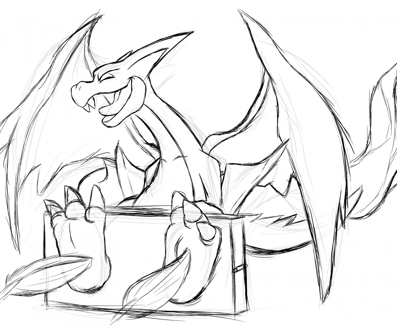 1280x1052 Sketch Mega Charizard Y By Chaos99 - Charizard Sketch