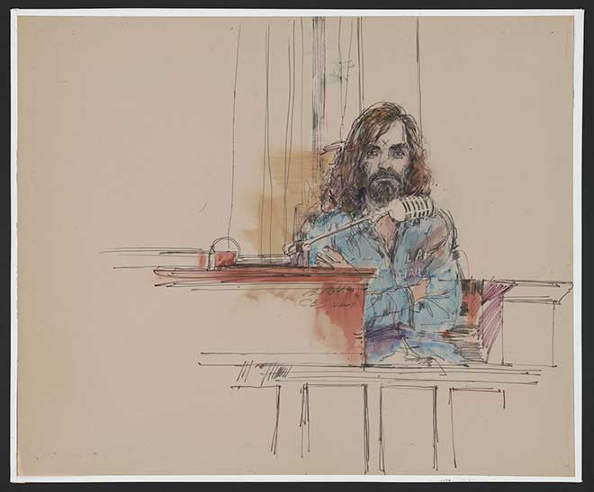 660x547 Charles Manson On The Stand - Charles Manson Sketch