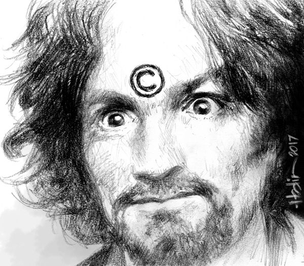 600x525 Copyright Charles Manson 12212017 Cartoon By Russell Hodin - Charles Manson Sketch