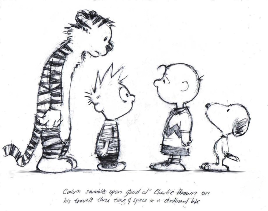 920x723 Charlie Brown And Snoopy Meet Calvin And Hobbes Peanuts - Charlie Brown Sketch