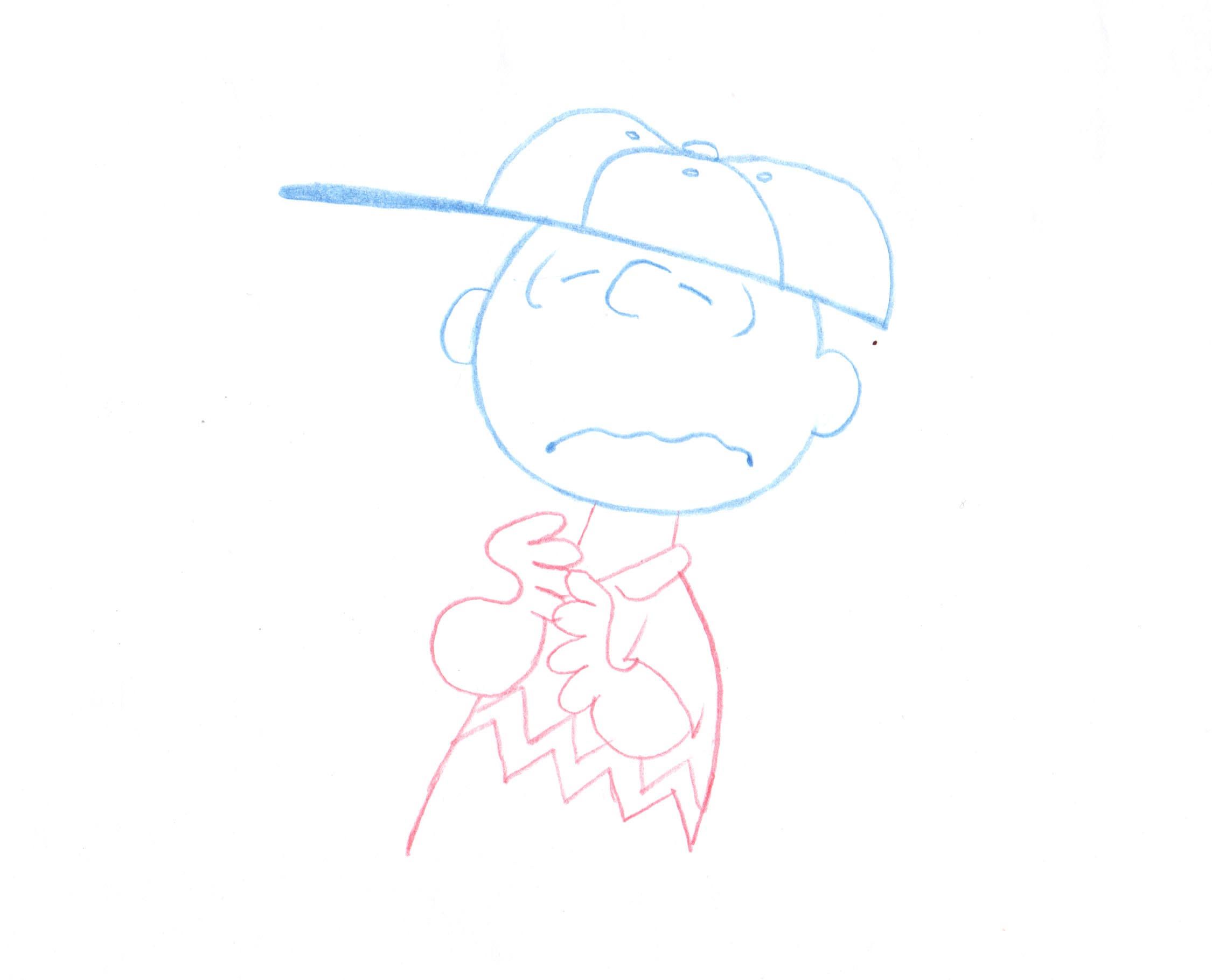 2250x1819 Peanuts Charlie Brown Original Production Animation Cel Drawing - Charlie Brown Sketch