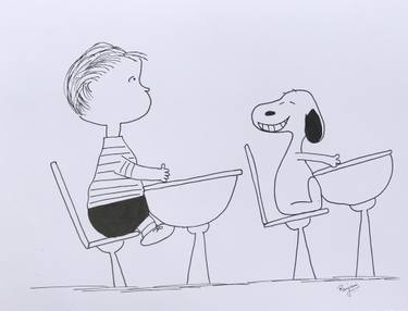 375x286 Charlie Brown And Snoopy Drawing By Ranjani Raghavan Saatchi Art - Charlie Brown Sketch