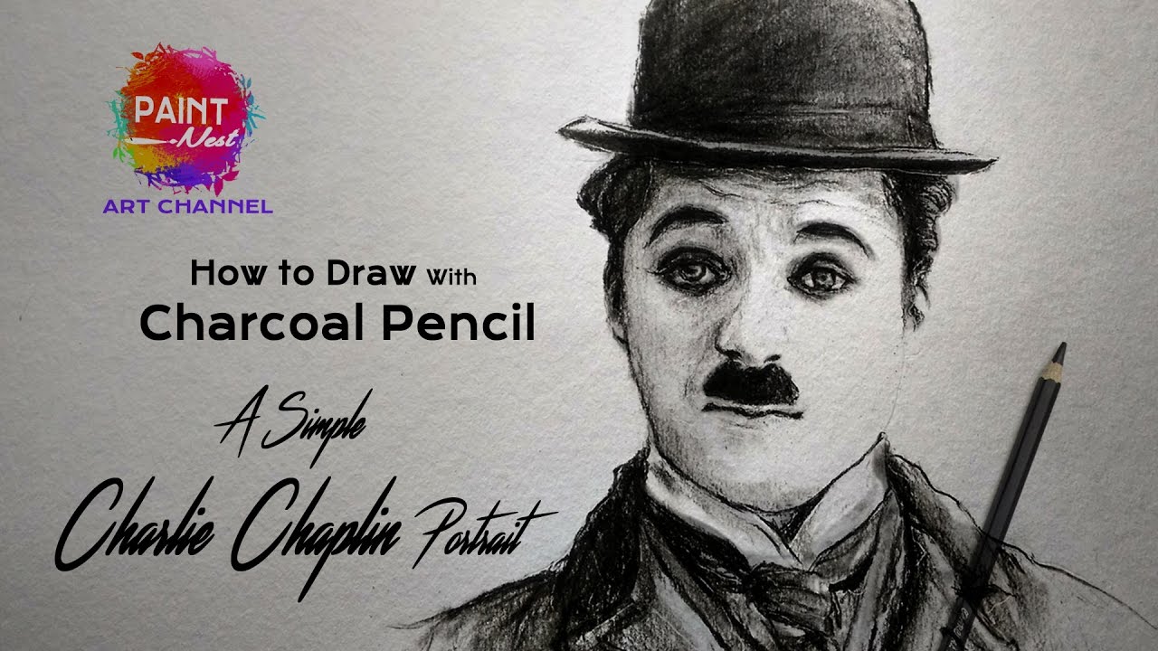 1280x720 How To Draw A Simple Charlie Chaplin Portrait Pencil Drawing - Charlie Chaplin Sketch