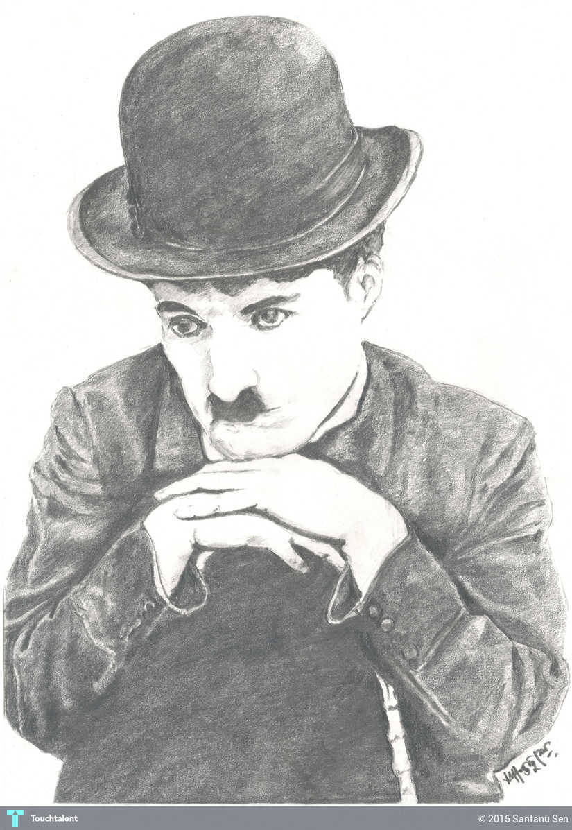 Чарли Чаплин рисунок карандашом