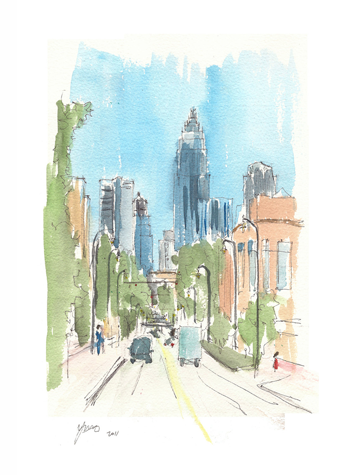 700x964 13 Unique Skyline Prints That Your Living Room Needs Right Now - Charlotte Skyline Sketch