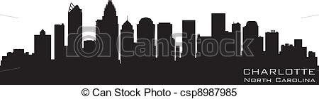 450x141 Charlotte Clipart Outline - Charlotte Skyline Sketch