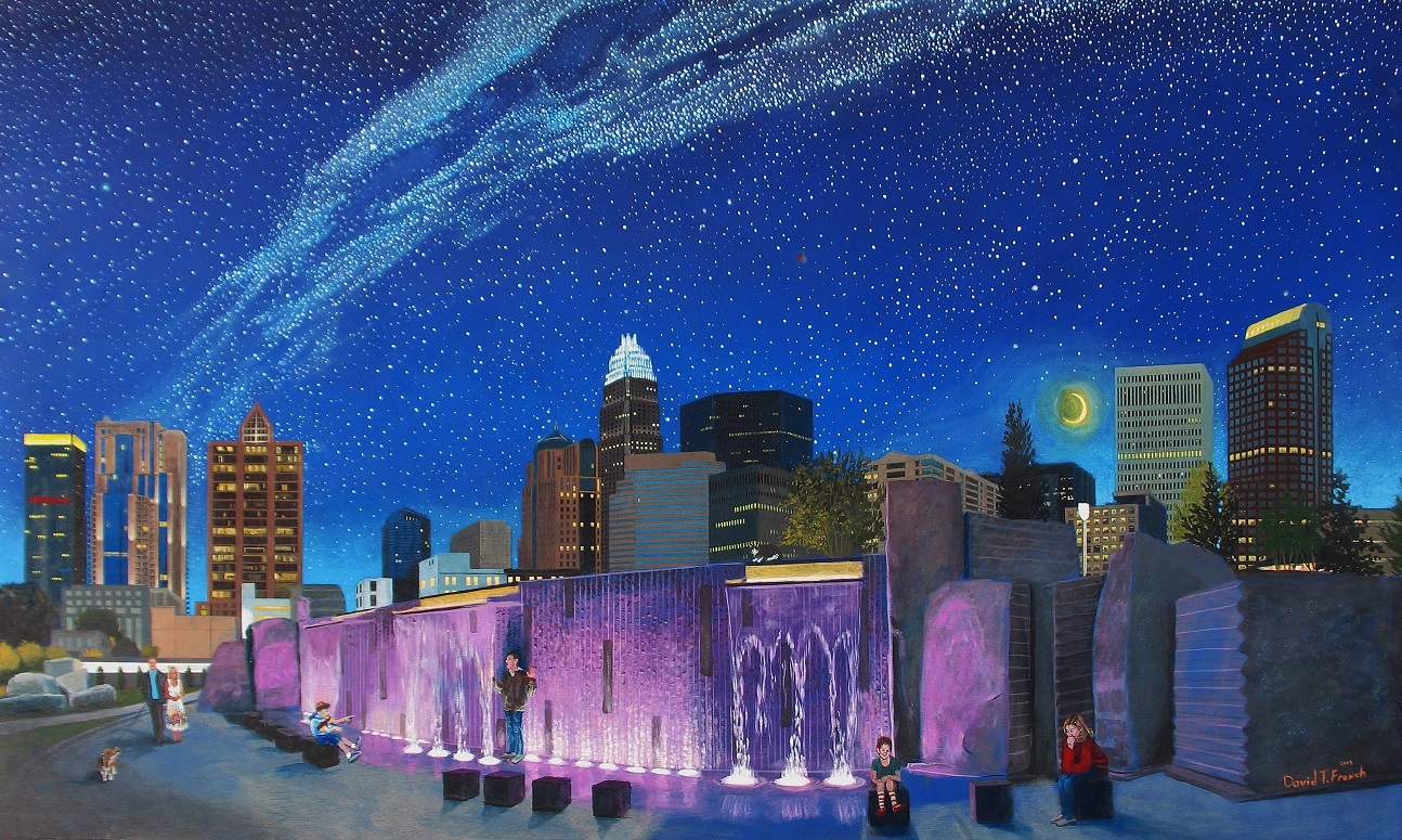 1294x775 David French Originals - Charlotte Skyline Sketch