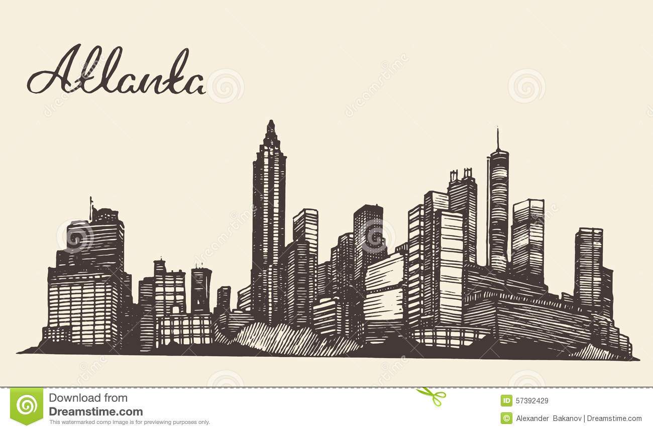 1300x860 Skyline Of Charlotte Skyline Sketch - Charlotte Skyline Sketch