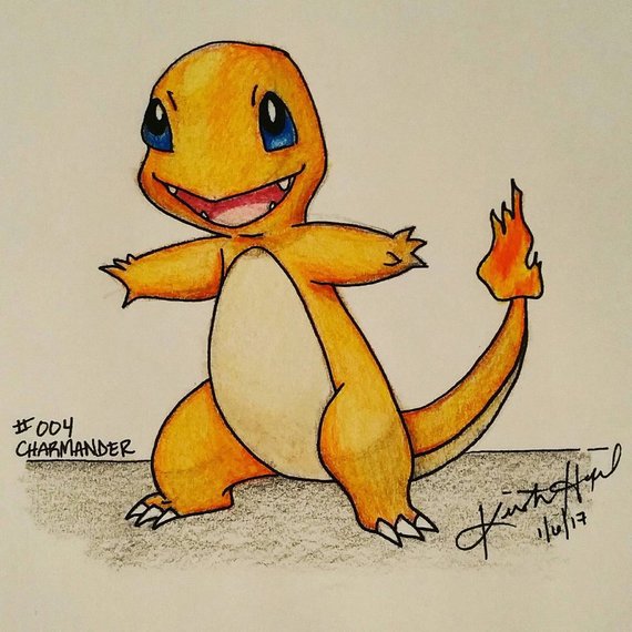 570x570 Charmandercharmeleoncharizard Drawings Etsy - Charmander Sketch