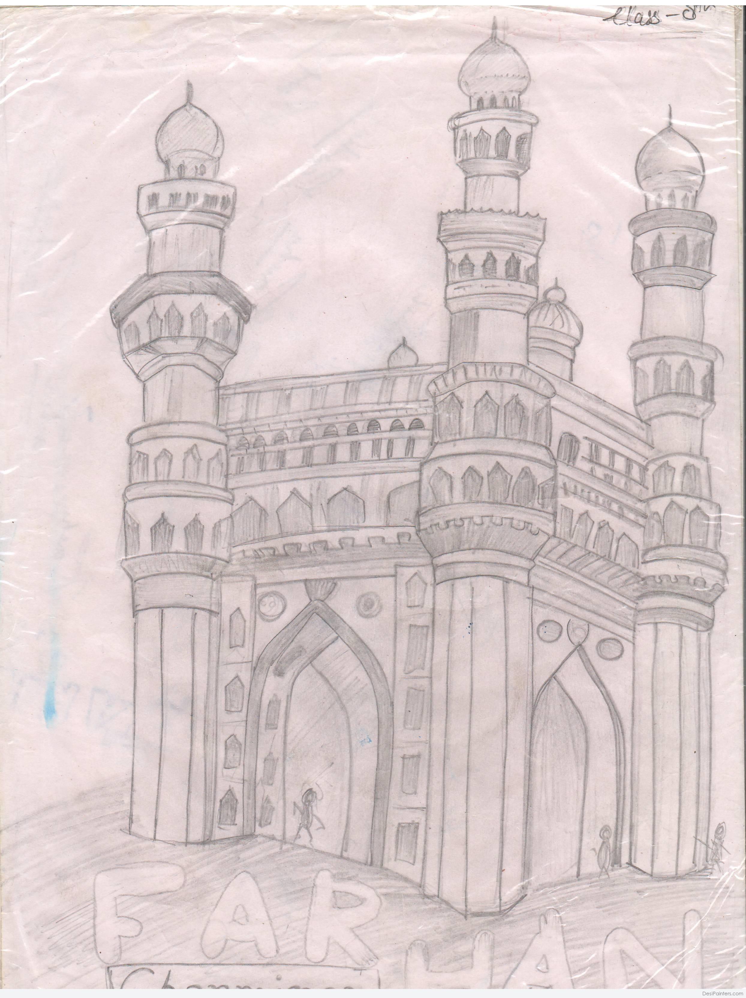 2488x3330 Wonderful Pencil Sketch Of Charminar Hyderabad - Charminar Sketch