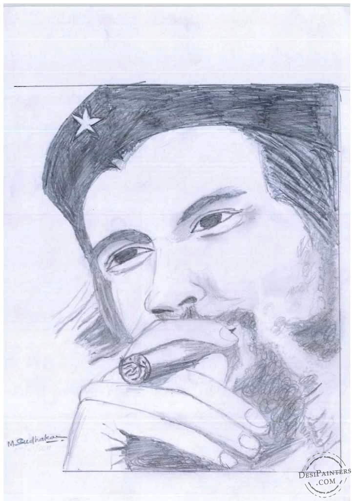 725x1024 Pencil Sketch Of Che Guevara - Che Guevara Sketch