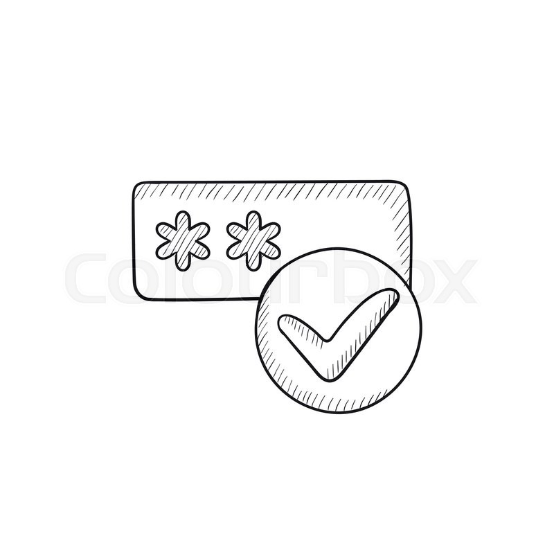800x800 Password With Check Mark Vector Sketch Icon Isolated On Background - Check Sketch