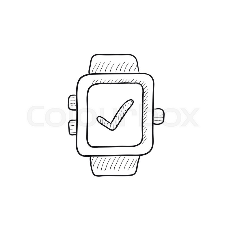 800x800 Smartwatch With Check Sign Vector Sketch Icon Isolated On - Check Sketch