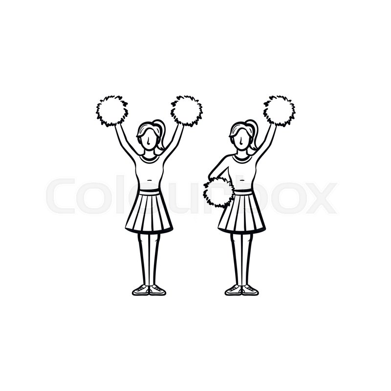 800x800 Cheerleader Women With Pom Pom Hand Drawn Outline Doodle Icon - Cheerleader Sketch