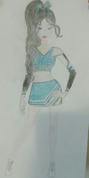 286x571 My Drawing Of A Compitition Cheerleader Drawing - Cheerleader Sketch