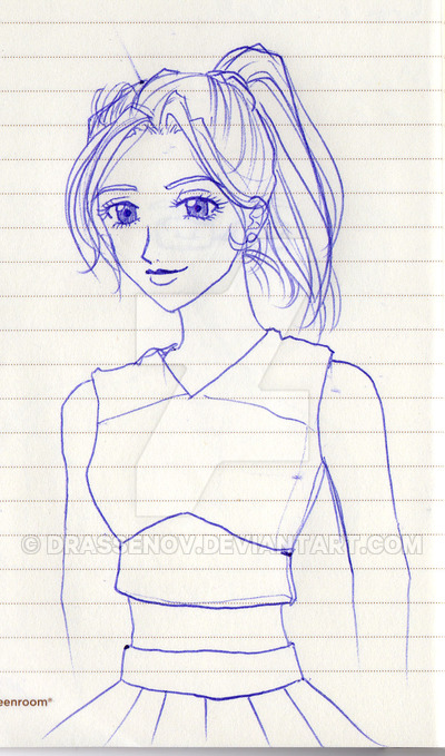 400x679 The Cheerleader Sketch By Drassenov - Cheerleader Sketch