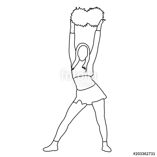 500x499 Sketch Girl Cheerleader, Sport, Icon, Isolated, Vector Stock - Cheerleader Sketch