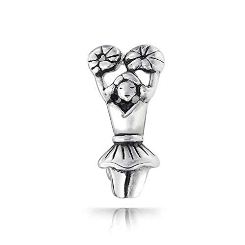 500x500 Cheerleader Charm 925 Sterling Silver Sports Bead - Cheerleader Sketch