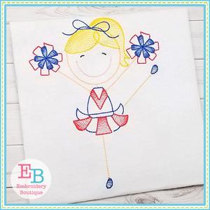 300x300 Cheerleader 3 Sketch Design Embroidery Boutique - Cheerleader Sketch