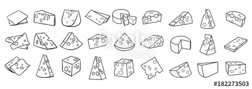500x178 Cheese Isolated On A White Background, Hand Drawn Cheese Outline - Cheese Sketch