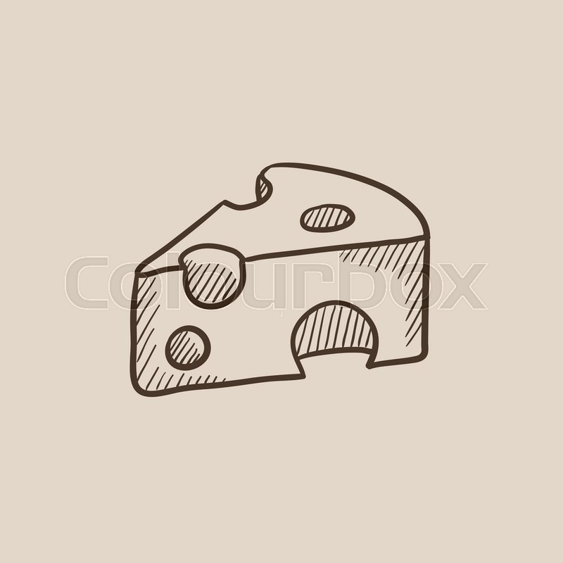 800x800 Piece Of Cheese Sketch Icon For Web, Mobile And Infographics. Hand - Cheese Sketch