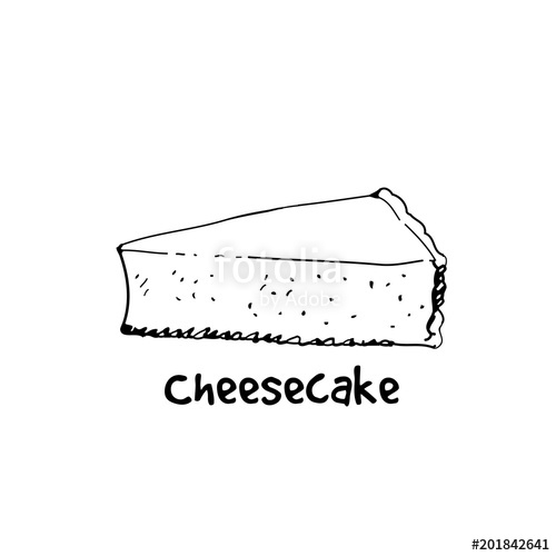 500x500 Hand Drawn Cheesecake, Piece Of Classic Cheesecake. Sketch, Vector - Cheesecake Sketch