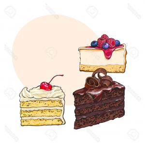 300x300 Photostock Vector Hand Drawn Desserts Pieces Slices Of Cheesecake - Cheesecake Sketch