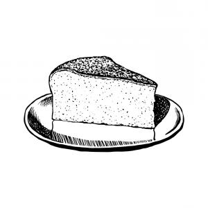 300x300 Photostock Vector Hand Drawn Piece Of Cheesecake Decorated With - Cheesecake Sketch