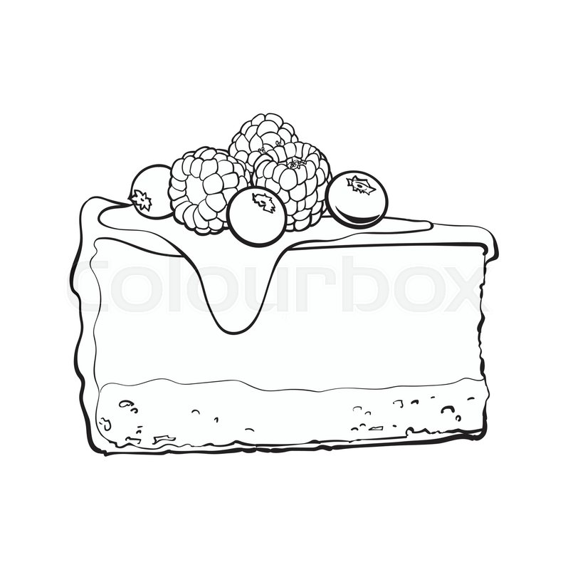 798x800 Black And White Hand Drawn Piece Of Cheesecake Decorated With - Cheesecake Sketch
