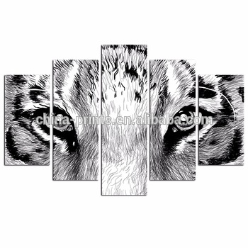 350x350 Tiger Eyes Sketch Picture Print On Canvas5 Pieces Large Tiger - Cheetah Print Sketch