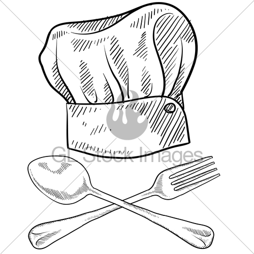 500x500 Chef Objects Sketch Gl Stock Images - Chef Hat Sketch