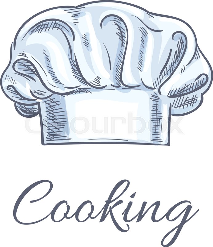 692x800 Chef Hat Or Baker Toque Isolated Sketch. White Uniform Headwear Of - Chef Hat Sketch