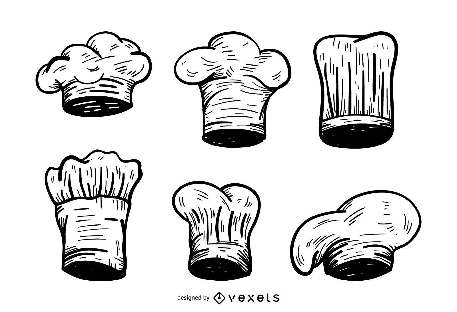 1600x1094 Chef Hat Sketch Set - Chef Hat Sketch