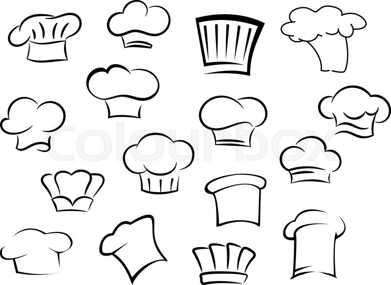 800x583 Chef Hats Icons With White Professional Uniform Caps For Kitchen - Chef Hat Sketch