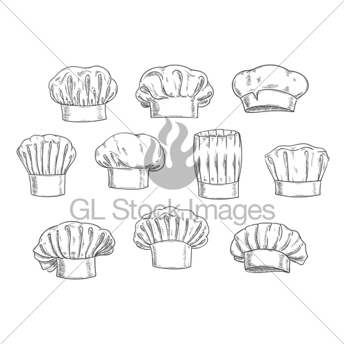 500x500 Chef Hat, Cook Cap And Toque Sketches Gl Stock Images - Chef Hat Sketch