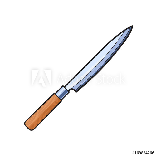 500x500 Vector Steak, Chef Knife Sketch Cartoon Isolated Illustration On A - Chef Knife Sketch