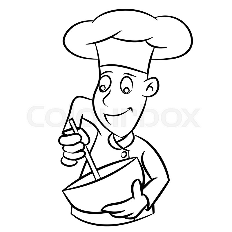 800x800 Hand Drawn Sketch Of Chef Isolated, Black And White Cartoon Vector - Chef Sketch