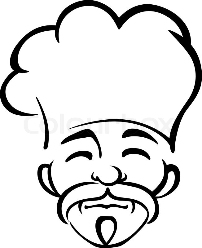 652x800 Black And White Sketch Of A Japanese Male Chef With A Goatee And - Chef Sketch