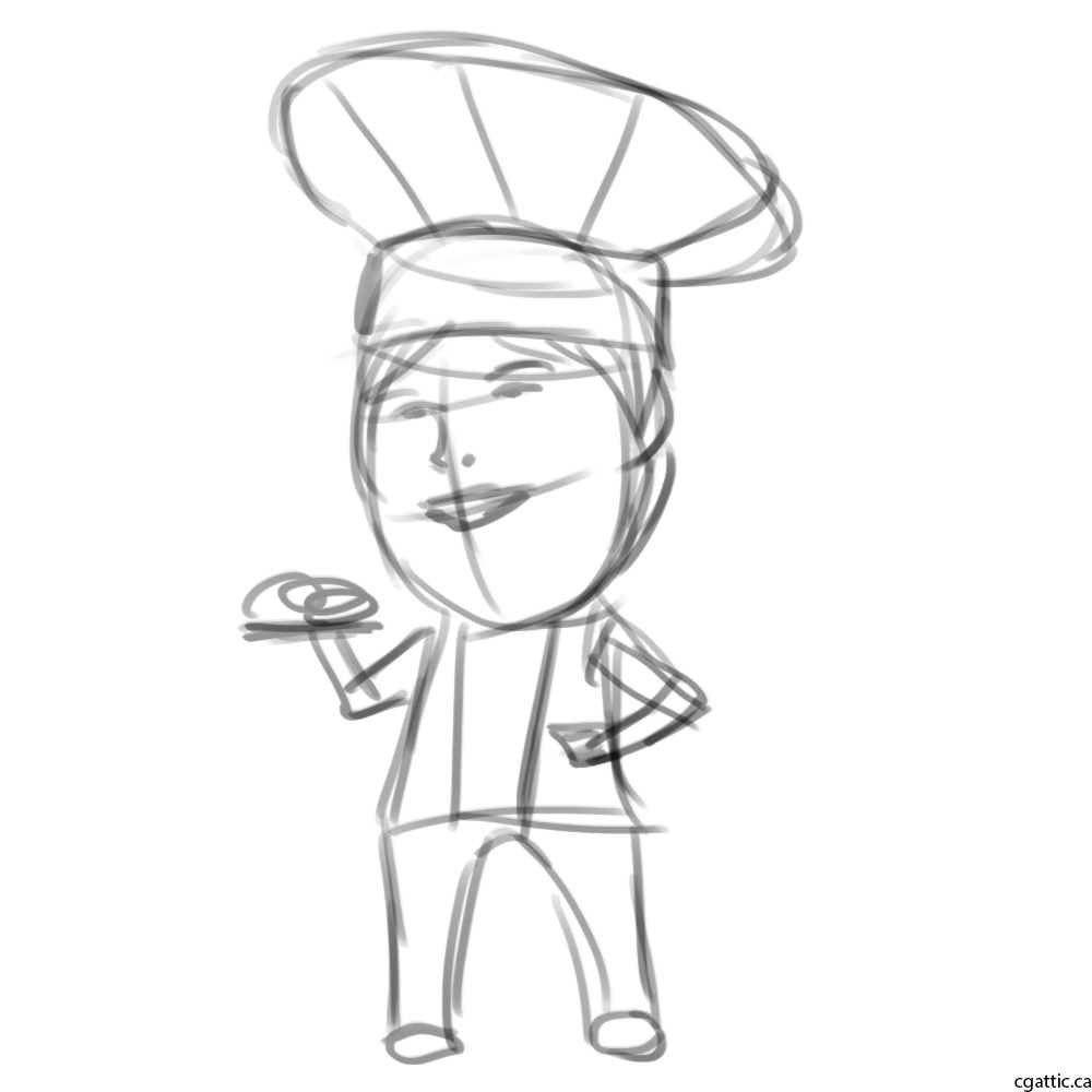 1000x1000 Cartoon Chef Drawing In 4 Steps With Photoshop - Chef Sketch