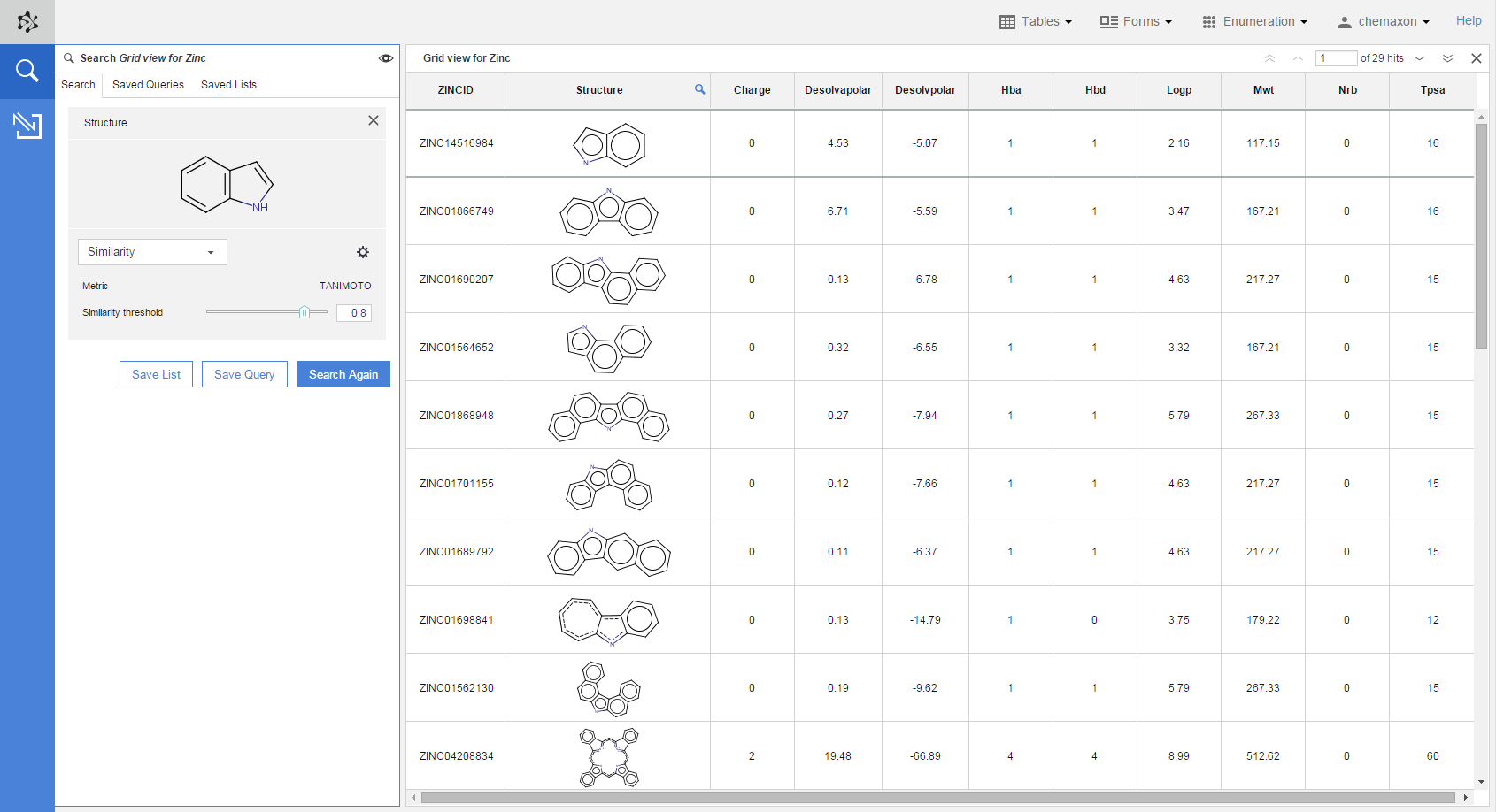 1690x918 Structure Search Plexus - Chemaxon Marvin Sketch