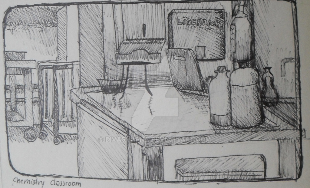 1024x621 Fineliner Sketch - Chemistry Lab Sketch