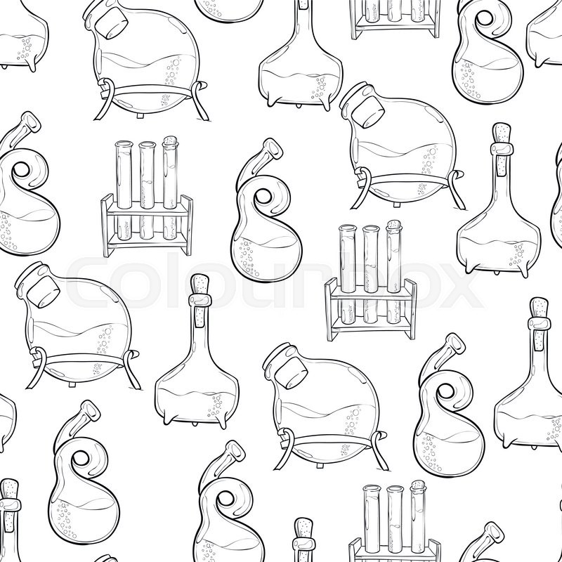 800x800 Hand Drawn Science Vintage Chemistry Lab Sketch Seamless Pattern - Chemistry Lab Sketch