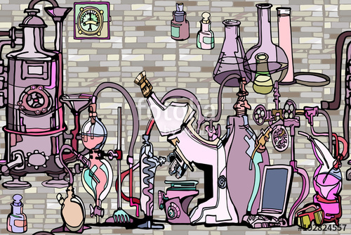 500x334 Vector Seamless Pattern With Sketch Elements Related To Science Or - Chemistry Lab Sketch