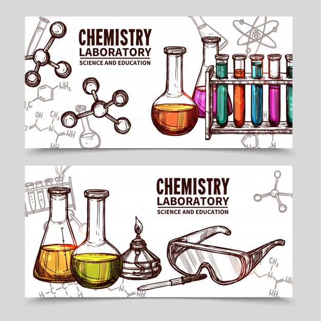 626x626 Chemistry Laboratory Sketch Banners Vector Free Download - Chemistry Lab Sketch