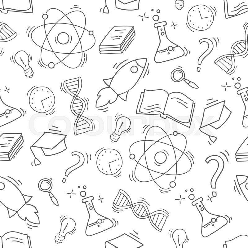 800x800 Hand Drawn Science Seamless Pattern. Chemistry Sketch Background - Chemistry Sketch