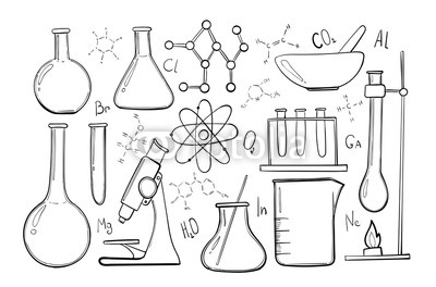 400x264 Laboratory Equipment Sketch Set. Science Chemistry. Microscope - Chemistry Sketch