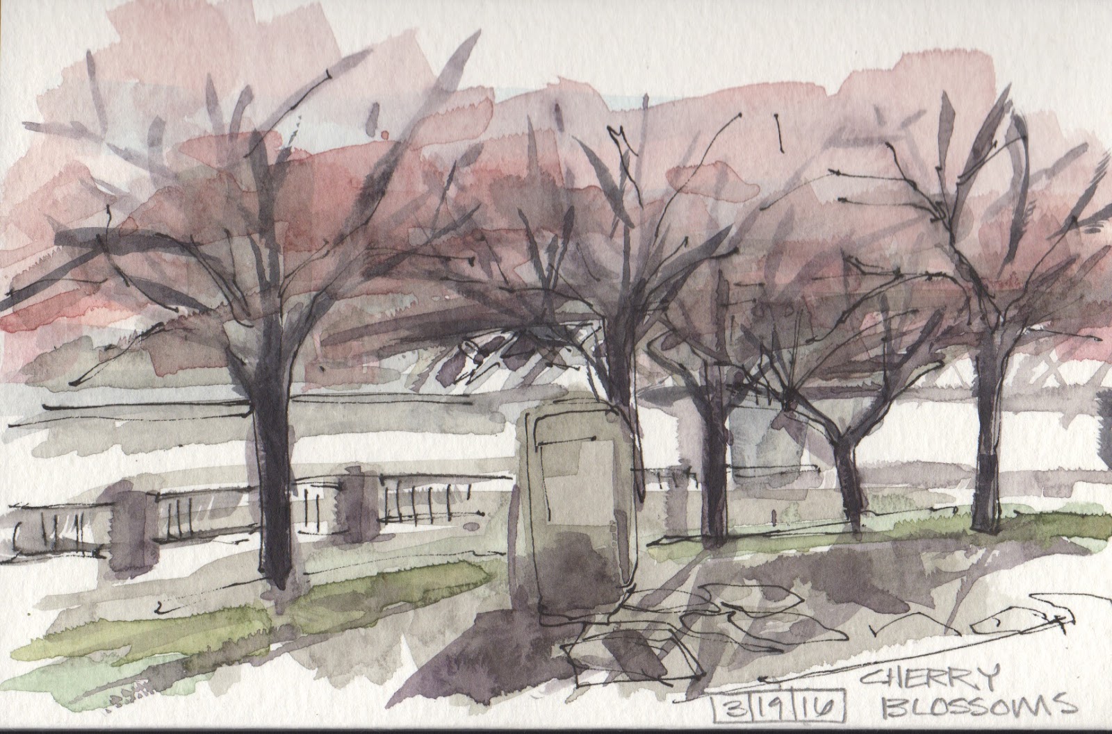 1600x1057 Urban Sketchers Portland March 17 Sketch Crawl - Cherry Blossom Sketch