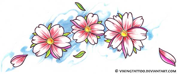 595x247 Cherry Blossom Tattoo Designs - Cherry Blossom Tattoo Sketch