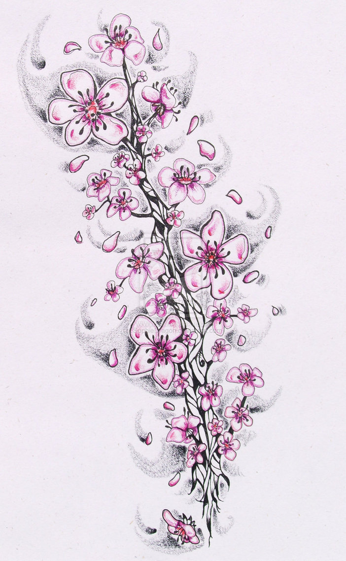 702x1138 Cherry Blossom Tree Tattoo Design - Cherry Blossom Tattoo Sketch