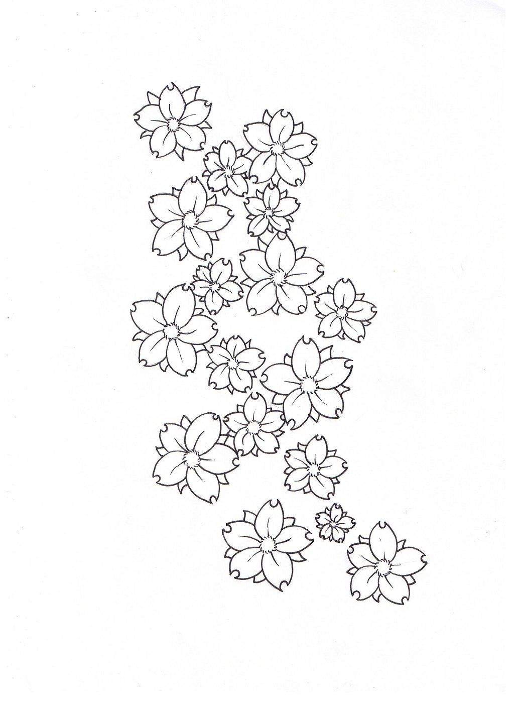 1024x1408 Cherry Blossom Tattoo Black And White - Cherry Blossom Tattoo Sketch